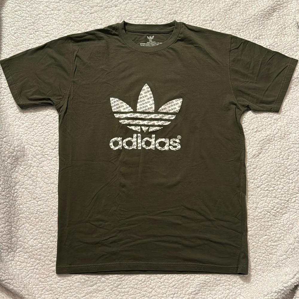 Men’s Adidas Olive Green Trefoil Short Sleeve Shirt